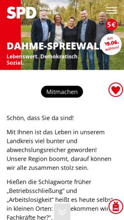 Vorschau der mobilen Webseite www.spd-lds.de, SPD Dahme-Spreewald
