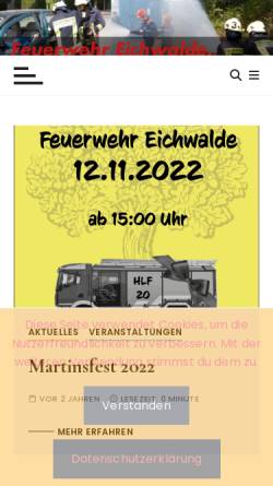 Vorschau der mobilen Webseite www.feuerwehr-eichwalde.de, Freiwillige Feuerwehr Eichwalde
