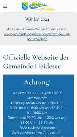 Vorschau der mobilen Webseite heidesee-online.de, Gemeinde Heidesee