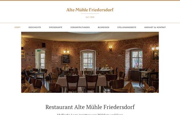 Vorschau von www.alte-muehle-friedersdorf.de, Restaurant Alte Mühle Friedersdorf - Inh. Sabrina Kuhl