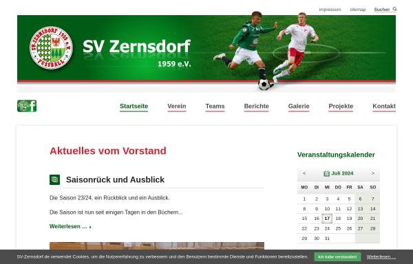 Vorschau von www.sv-zernsdorf.de, Zernsdorf