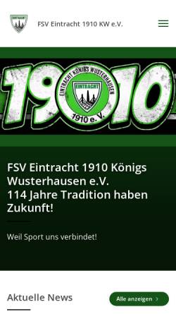 Vorschau der mobilen Webseite www.eintracht-kw.de, FSV Eintracht 1910 Königs Wusterhausen e.V.