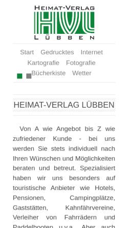 Vorschau der mobilen Webseite www.heimat-verlag-luebben.de, Heimatverlag Lübben