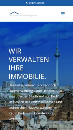 Vorschau der mobilen Webseite www.hv-faehnrich.de, Dirk Fähnrich Hausverwaltung GmbH