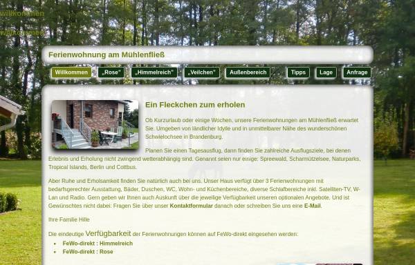 Vorschau von www.ferienwohnung-am-muehlenfliess.de, Ferienhaus am Mühlenfließ - Familie Hille