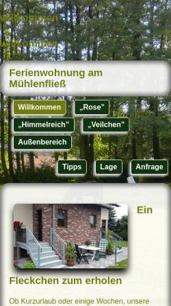 Vorschau der mobilen Webseite www.ferienwohnung-am-muehlenfliess.de, Ferienhaus am Mühlenfließ - Familie Hille