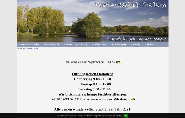 Vorschau von www.teichwirtschaft-thalberg.de, Teichwirtschaft Thalberg