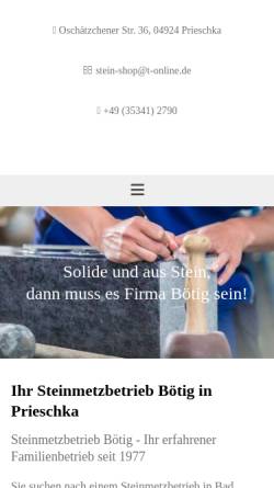 Vorschau der mobilen Webseite www.naturstein-boetig.de, Steinmetz Bötig Meisterbetrieb - Inh. Ivonne Bötig
