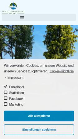 Vorschau der mobilen Webseite www.erholungsgebiet-kiebitz.de, Erholungsgebiet Kiebitz