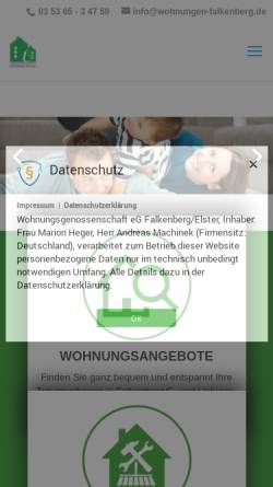 Vorschau der mobilen Webseite wohnungen-falkenberg.de, Wohnungsgenossenschaft eG Falkenberg/Elster