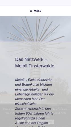 Vorschau der mobilen Webseite metall-finsterwalde.de, Metall Finsterwalde - ARGE Netzwerk Metallverbindung
