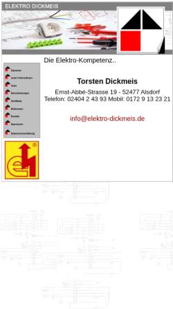 Vorschau der mobilen Webseite www.elektro-dickmeis.de, Elektro Alsdorf - Inh. Torsten Alsdorf