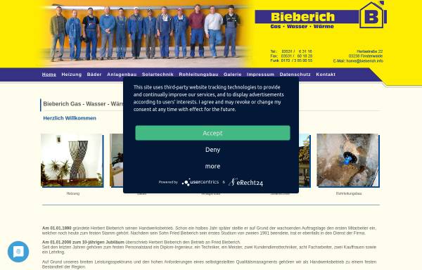 Vorschau von www.bieberich.eu, Bieberich Gasfachbetrieb - Inh. Dipl.-Ing.(FH) Fried Bieberich