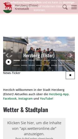 Vorschau der mobilen Webseite www.herzberg-elster.de, Stadt Herzberg Elster