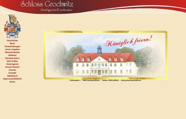 Vorschau von www.schloss-grochwitz.de, Schloss Grochwitz, Hotel Garni und Eventlocation - Inh. Dr. rer. pol. Günther Unterkofler