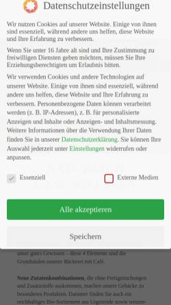 Vorschau der mobilen Webseite www.das-plaetzchen.de, Bäckerei und Café Plätzchen - Inh. Christian Graf und Nicole Thinius