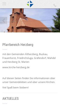 Vorschau der mobilen Webseite www.kirche-herzberg.de, Kirche Herzberg