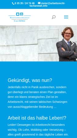 Vorschau der mobilen Webseite arbeitsrecht-fachanwalt.info, Dr. jur. Olaf Meier Fachanwalt für Arbeitsrecht
