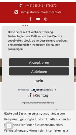 Vorschau der mobilen Webseite www.kloster-marienstern.de, Kloster Marienstern