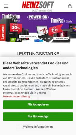 Vorschau der mobilen Webseite www.heinzsoft-shop.de, Heinzsoft Softwareentwicklung GmbH & Co. Computersysteme KG
