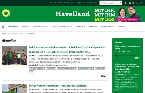 Vorschau von www.gruene-havelland.de, Bündnis 90/Die Grünen Kreisverband Havelland