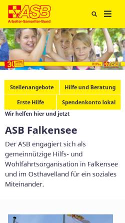 Vorschau der mobilen Webseite www.asb-falkensee.de, ASB - gemeinnützige Gesellschaft für Kinder-, Jugend- und Familienhilfe im Havelland mbH