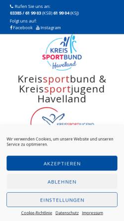 Vorschau der mobilen Webseite www.ksj-havelland.de, Kreissportjugend Havelland e.V.
