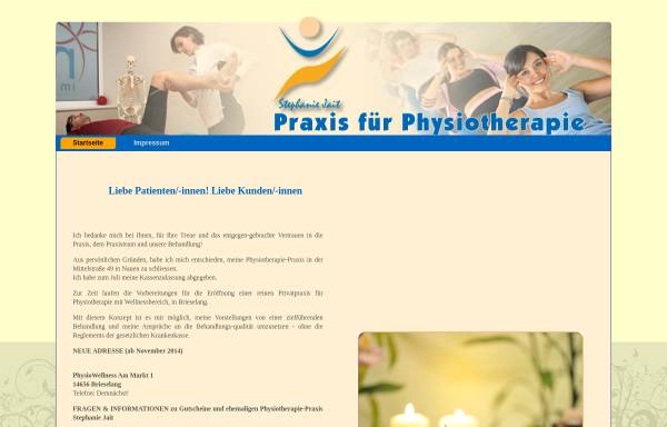 Vorschau von www.jait-physiotherapie.de, Physiotherapie Stephanie Jait
