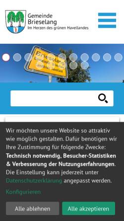 Vorschau der mobilen Webseite www.gemeindebrieselang.de, Gemeinde Brieselang