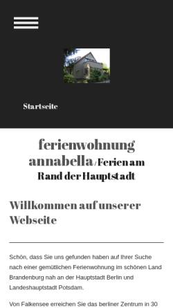 Vorschau der mobilen Webseite www.ferienwohnung-annabella.de, Ferienwohnung annabella Falkensee