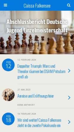 Vorschau der mobilen Webseite www.caissa-falkensee.de, Schachverein Falkensee