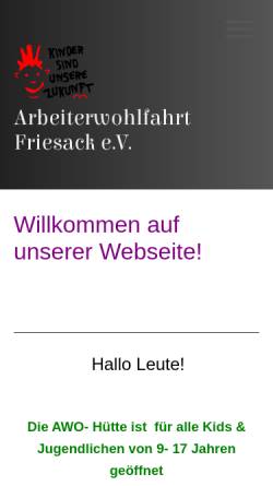 Vorschau der mobilen Webseite www.awo-friesack.de, Arbeiterwohlfahrt Friesack e.V.