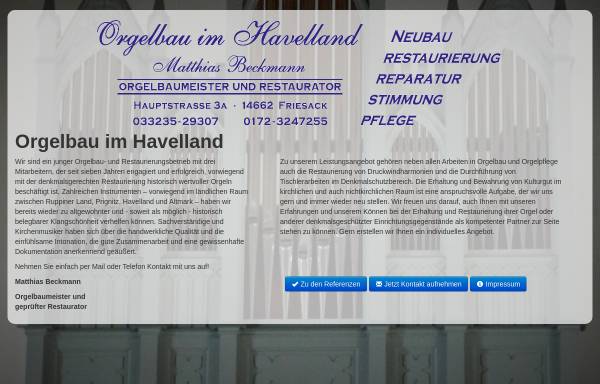 Vorschau von www.orgelbau-im-havelland.de, Orgelbau im Havelland - Matthias Beckmann