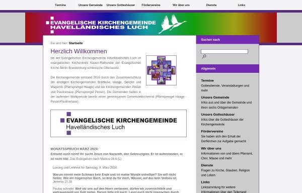 Vorschau von www.luchkirchen.de, Evangelische Kirchengemeinde Havelländisches Luch