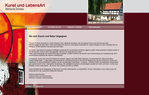 Vorschau von www.kunstundlebensart.de, Kunst und LebensArt Märkische Schweiz - Kultur- und Tourismusamt Märkische Schweiz