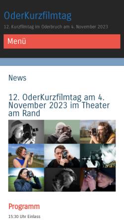Vorschau der mobilen Webseite oderkurz-filmspektakel.de, OderKurz-Filmspektakel - Theater am Rand e.V.