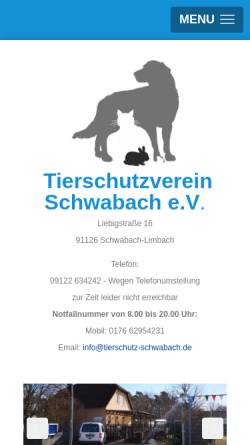 Vorschau der mobilen Webseite www.tierschutz-schwabach.de, Tierschutzverein Schwabach e.V.