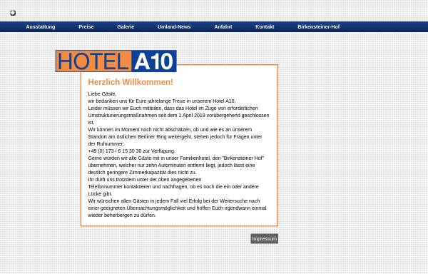 Vorschau von www.hotel-a10.de, Hotel A10 - Inh. Matthias Redanz