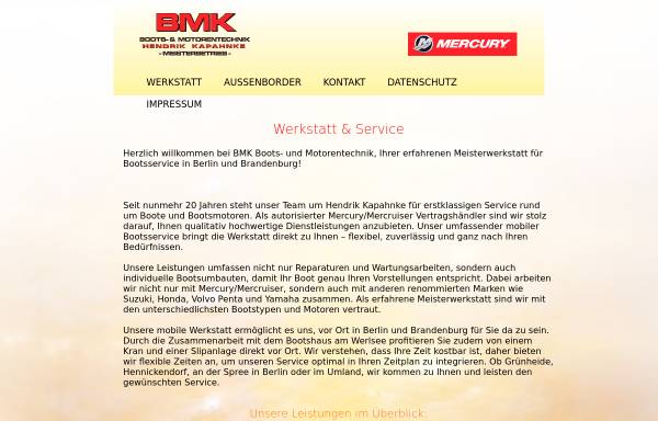 Vorschau von www.bmk-boote.de, BMK Boots und Motorentechnik Hendrik Kapahnke