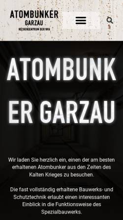 Vorschau der mobilen Webseite www.bunker-garzau.de, Atombunker Garzau
