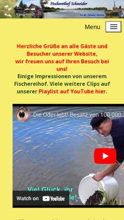 Vorschau der mobilen Webseite www.oderfischer.de, Fischereihof an der Festung Küstrin - Detlef Schneider & Sohn GbR