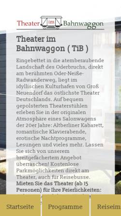Vorschau der mobilen Webseite www.theater-im-bahnwaggon.de, Theater im Bahnwaggon - Inh. Peter Bartz