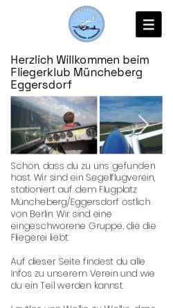 Vorschau der mobilen Webseite www.fkme.de, Fliegerclub Müncheberg Eggersdorf e.V.
