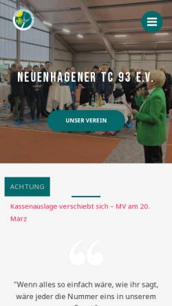 Vorschau der mobilen Webseite www.ntc93.de, Neuenhagener Tennisclub 93 e.V.