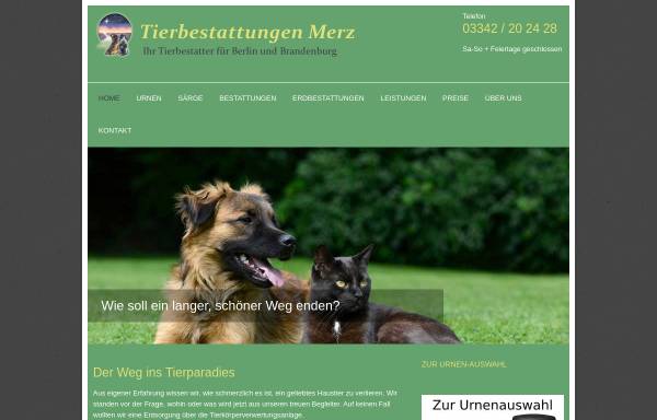 Vorschau von www.tierbestattung-merz.de, Tierbestattungen Merz - Inh. Michael Merz