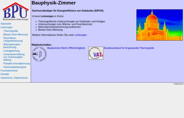 Vorschau von www.bauphysik-zimmer.de, Bauphysik Zimmer - Dipl. Physiker & Dipl. Wirtschaftler Ralf Zimmer