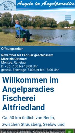 Vorschau der mobilen Webseite fischerei-altfriedland.de, Fischerei Altfriedland - Inh. Jörg Timm