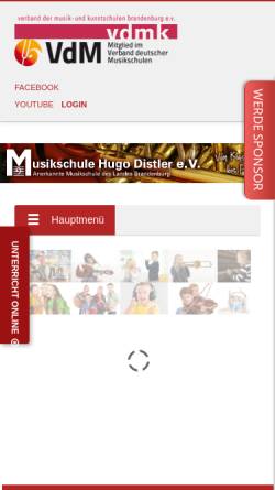 Vorschau der mobilen Webseite musikschule-hugo-distler.de, Musikschule Hugo Distler e.V.