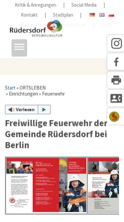 Vorschau der mobilen Webseite www.ruedersdorf.de, Feuerwehr Hennickendorf