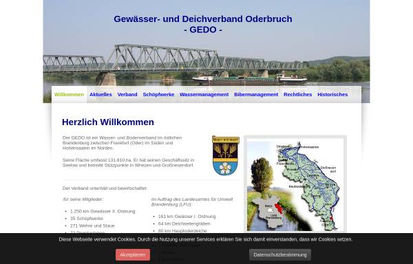 Vorschau von www.gedo-seelow.de, GEDO - Gewässer- und Deichverband Oderbruch
